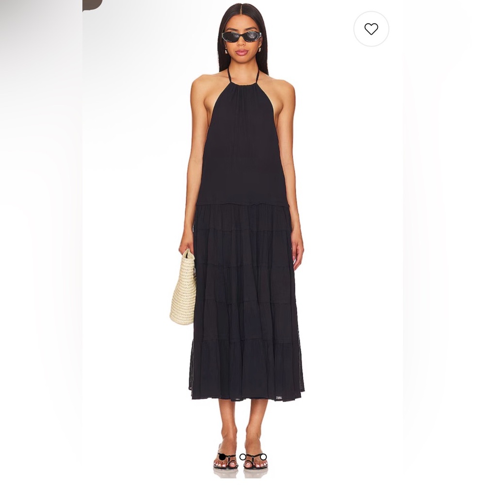 Free People Somewhere Sunny Black Halter Madi Dress Large NEW $118! - Picture 4 of 6